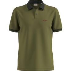 s.Oliver Contrast Detail Polo Shirt - Guacamole