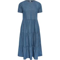 PixieGirl Tiered Midi Dress - Blue Denim