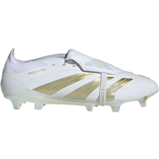 Laced Soccer Shoes Adidas Predator Elite Fold-Over Tongue FG - Cloud White/Gold Metallic