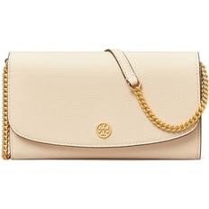 Tory Burch Robinson Pebbled Chain Wallet - New Cream