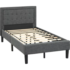 Bed frame with wood slats Costway Tufted Slats Twin