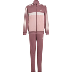 Polyester Tracksuits Adidas Junior Essentials 3-Stripes Tiberio Tracksuit - Preloved Crimson/Semi Pink Spark/Sandy Pink (IY1797)