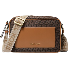 Michael Kors Bags Michael Kors Jet Set Large Signature Logo Print Woven Crossbody Bag - Brown/Acorn