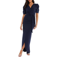 Long Dresses Quiz Women's Puff Sleeve Maxi Dress - Navy