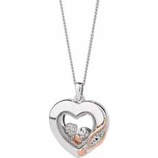 Topaz Charms & Pendants Clogau Past Present Future Inner Charm Heart Pendant - Silver/Rose Gold/Topaz