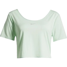 Nike One Classic Women's Dri-FIT Short Sleeve Cropped Twist Top - Vapor Green/Black