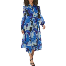 Lined Dresses Wallis Occasion Floral Organza Shirt Midi Dress - Blue