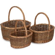 RED HAMPER Oval Unpeeled Willow Brown Basket 35cm 3pcs