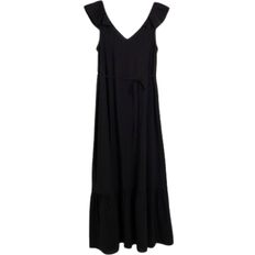 River Island Frill Sleeve Shift Belted Maxi Dress - Black