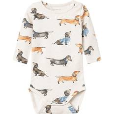 Hundar Bodys Barnkläder Name It Kingo Long Sleeved Romper - Peyote Melange (13231578)