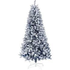 Blue Decorative Items Homcom Flocked Artificial 700 Snow Frosted Tips Blue Christmas Tree 180cm