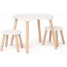 Kids Concept Stool And Table Set Light Brown