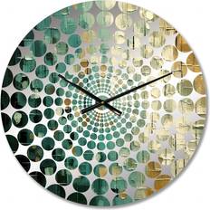 Design Art Vintage Impermanence In Retro V Gold/Green Wall Clock 16"