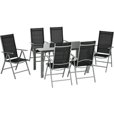 OutSunny 84G-100V00GY Ensemble repas de patio, 1 Table incluse 6 Chaises