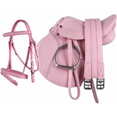 Staffe QHP Attrezzatura Completa Sella Complete Saddle Set Bridle - Pink