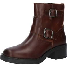 Cashott Casrikke Biker Boot W. Inside Zip Pull Up Leather Kvinde Coffee Ankelstøvler hos Magasin
