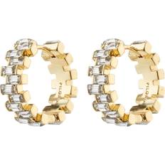 Genanvendt materiale - Unisex Øreringe Pilgrim Heli Crystal Hoops, Gold Plated