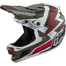 Fiberglass Cycling Helmets Troy Lee Designs D4 Composite MIPS Ever Downhill Helmet, white-red-brown, for Men