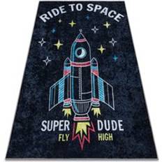 Black Rugs Kid's Room RUGSX Junior 52069.801 washing carpet Space, rocket for children anti-slip