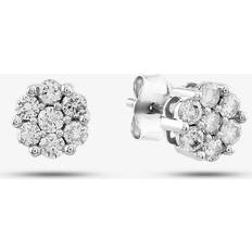 Jewellery T.H.Baker 9ct White Gold 0.50ct Brilliant Cut Diamond Cluster Stud Earrings THE17445-50 Silver