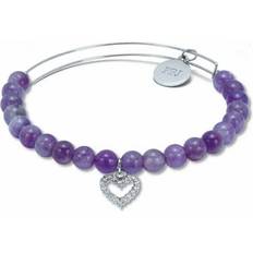 Purple Bracelets Sold by: PalmBeach Jewelry, PalmBeach Jewelry Genuine Purple Amethyst Silvertone Heart Charm Bangle