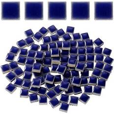 Blue Mosaic tiles Uxcell 205pcs square ceramic mosaic tiles, bulk stained mosaic tiles 200g, deep blue