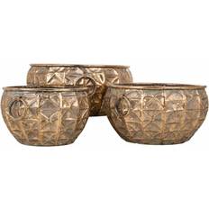 Pots, Plants & Cultivation Alexandra House Living Set of Planters Golden Iron 3 Pieces