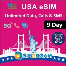 Presentkort USA Prepaid eSIM Card Unlimited 5G/4G Internet Data in USAHawaii included Low-Speed Data in Canada and Mexico Unlimited Calls and Texts among US, CA