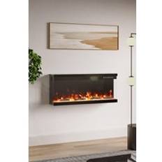Fireplaces Living and Home 40inch 3 Side Electric Fireplace Borderless Wall Recessed Inset Electric Fireplace 1500W with 12 Flame Colours Black Size