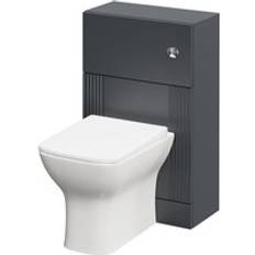 Grey Water Toilets Wholesale Domestic Avant Satin Anthracite 500mm Toilet Unit and Kingston Rimless Back to Wall Toilet Pan with Soft Close Toilet Seat