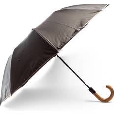 Paul Smith PS Paul Smith Men's Signature Stripe' Border Compact Umbrella With Crook Wooden Handle Black OS