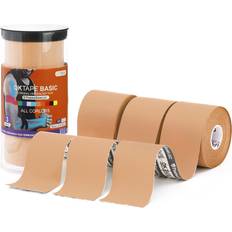 Kinesiology Tape OK TAPE Basic Kinesiology 3 Pack Original Cotton Athletic for Support Muscle Joint Knee, Sports Waterproof Uncut Strips Latex Free, Hypoallergenic, Pain Relief, 2in×16.4ft Beige