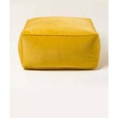 Samt Sitzsäcke Homescapes Mustard Yellow Velvet Pouffe Cube Bean Bag