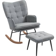 Grey Rocking Chairs Homcom with Wingback Rocking Chair
