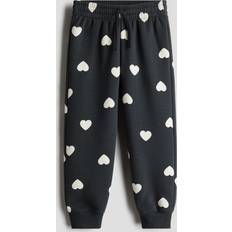 H&M Meisjes Donkergrijs Hartjes Joggers Met Geruwde Binnenkant - Donkergrijs