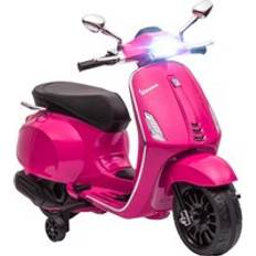 Electric Vehicles Aiyaplay AIYAPLAY 12V Vespa Licensed Kids Electric Motorbike w/ Music, Headlights, FM Radio, for 3-6 Years Pink