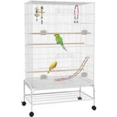 Pawhut Bird Cage, with Stand, Wheels, Toys, Budgies, Finches, Parakeets