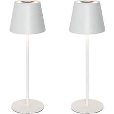 QAZQA Set med 2 Bordslampor Vita med Dimmer och Uppladdningsbar RGBW Bordslampa