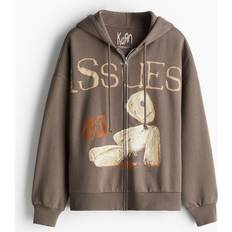 H&M Women Jackets H&M Oversized Hooded Jacket with Motif Beige