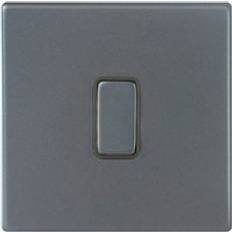 Hamilton Hartland G2 10A 1 Gang 2 Way Screwless Light Switch Anthracite Grey with Grey Inserts 7G2AR21GA-QG