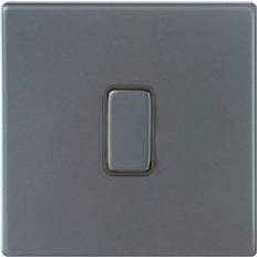 Hartland G2 10A 1 Gang 2 Way Screwless Light Switch Anthracite Grey with Grey Inserts 7G2AR21GA-QG