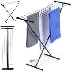 Klädvård B2X Wäscheständer standtrockner wäschetrockner aus metall klappbar schwarz 91x84 cm 91 cm