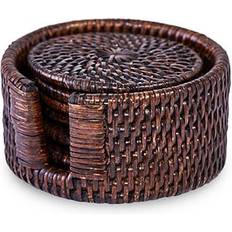 Newport Cognac rattan Glasbrik 11.5cm 6stk