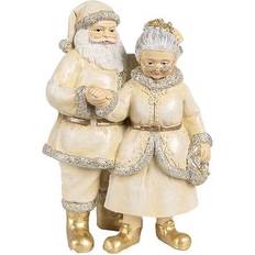 Beige Decoraties Clayre & Eef Beeld Kerstman 11 x 8 x 16 cm Beige Kunststof