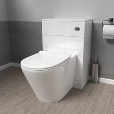 Nes Home Modern 500mm WC Unit & Rimless Round Back To Wall Toilet With Cistern