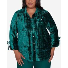 Alfred Dunner Petite Crushed Velvet Emerald Shirt