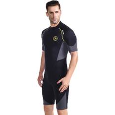 ZCCO Men's Shorty Wetsuits 1.5mm Premium Neoprene Back Zip Short Sleeve for Scuba Diving,Spearfishing,Snorkeling,Surfing Medium