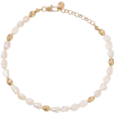 Gold Plated Anklets Ettika Pebble Anklet - Gold/Pearl/Transparent