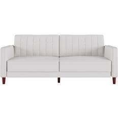 Recliner - White Sofas DHP Pin Tufted Transitional Futon White Sofa 81.5" 3 Seater