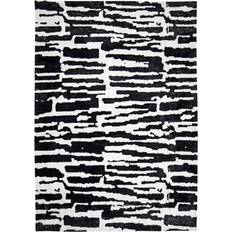 Benjara Shawn Area Rug Black, White 84x60"